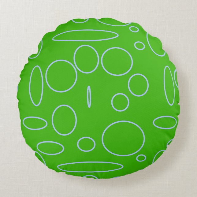 Green Circles Round Pillow (Front)