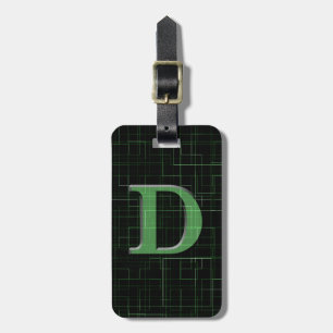 Green circuit abstract “D” motif Luggage Tag