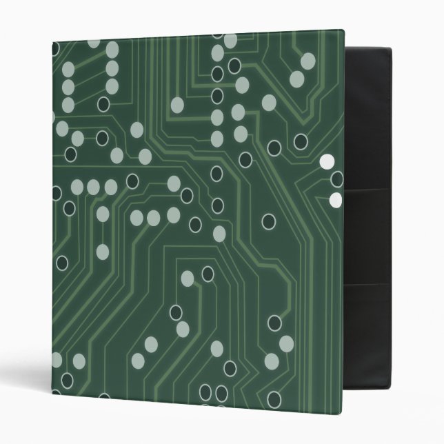 Green Circuit Board Background Pattern Art Binder (Front/Inside)