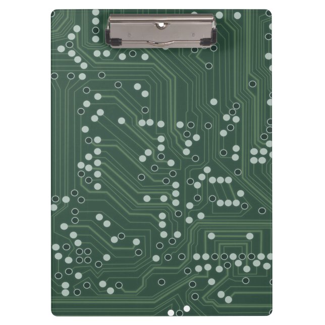 Green Circuit Board Background Pattern Art Clipboard (Front)