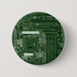 Green circuit board badge 2 inch round button