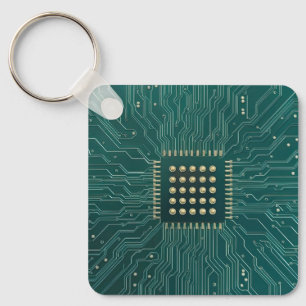 Green Circuit Board Keychain
