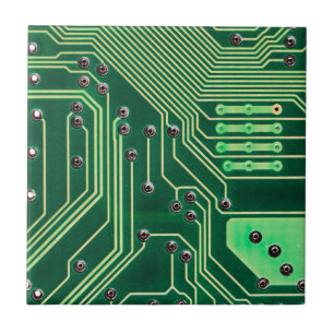 Green Circuit Board Pattern Tile
