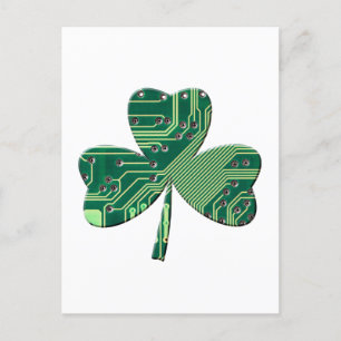 Green Circuit Board St Patrick Day Shamrock Postcard
