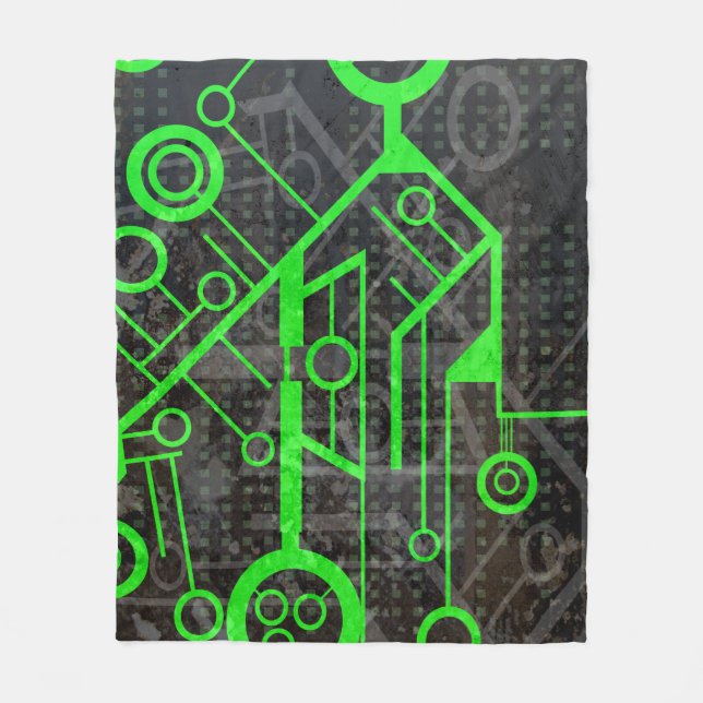 Green Circuit Fleece Blanket (Front)