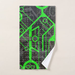 Green Circuit Hand Towel