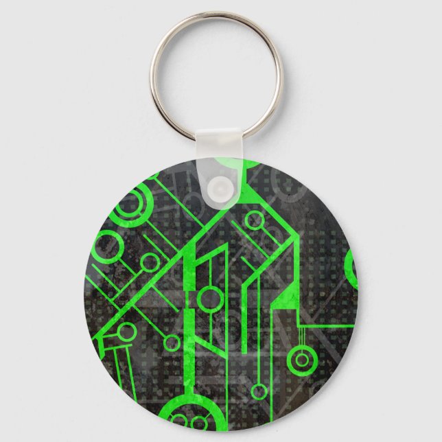Green Circuit Keychain (Front)
