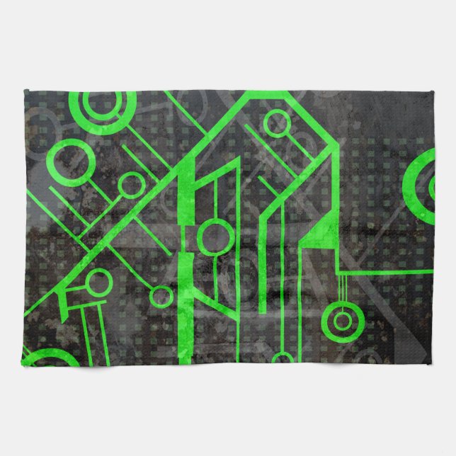 Green Circuit Kitchen Towel (Horizontal)