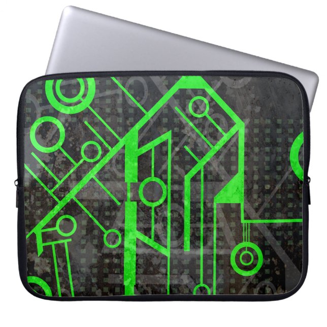 Green Circuit Laptop Sleeve (Front)
