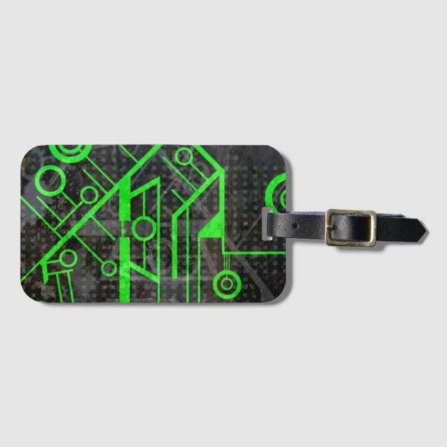 Green Circuit Luggage Tag (Front Horizontal)