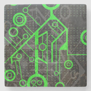 Green Circuit Stone Coaster
