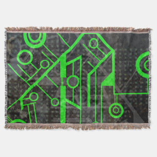 Green Circuit Throw Blanket