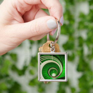 Green Circular Stairway Keychain