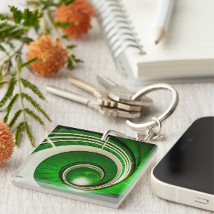 Green Circular Stairway Keychain