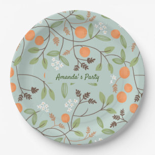 Green Citrus and Orange Blossom Paper Plate