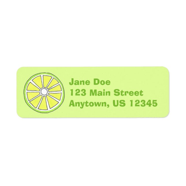 Green Citrus Fruit Lime Wedge Slice Slices Label (Front)
