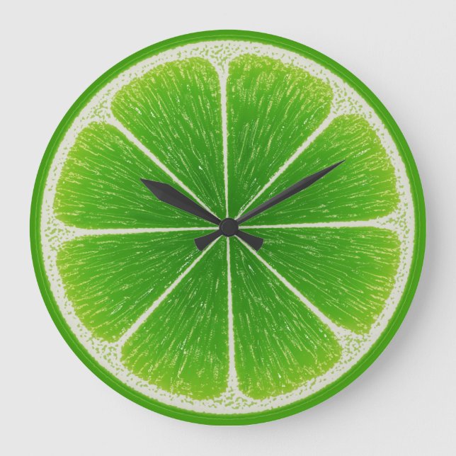 Green Citrus Lime Fruit Slice Large Clock (Front)
