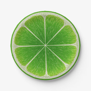 Green Citrus Lime Fruit Slice Paper Plate