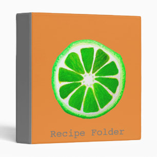 Green citrus lime slice pop art Recipe book Binder