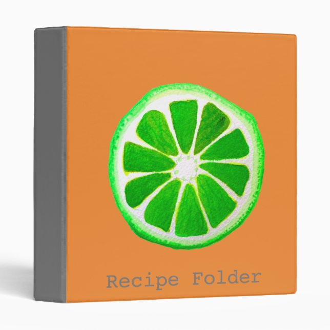 Green citrus lime slice pop art  Recipe book Binder (Front/Spine)