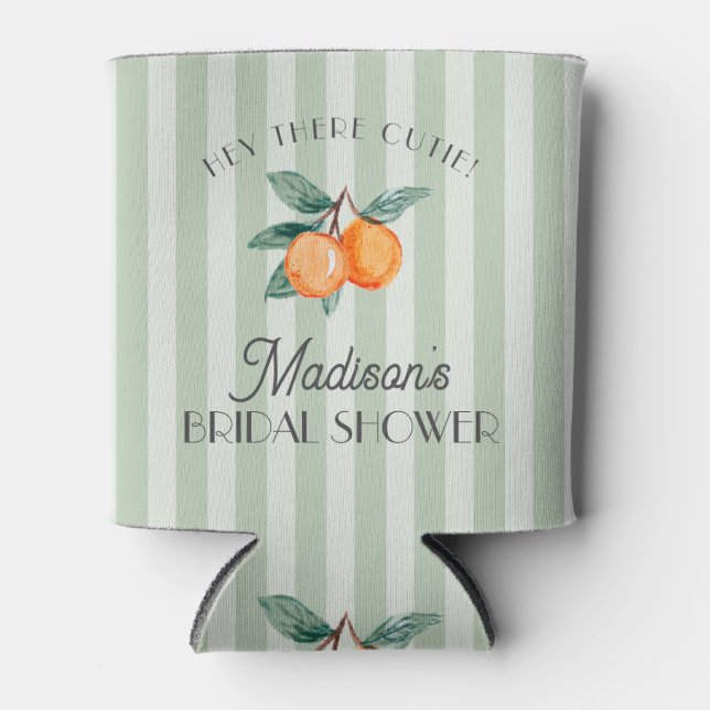 Green Citrus Main Squeeze Bridal Shower Favour Can Cooler (Front)