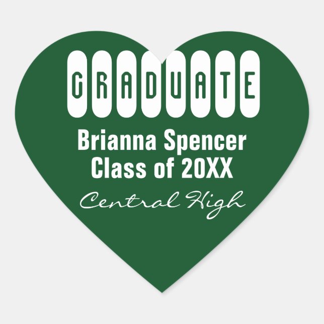 Green Class of 2018 Heart Graduation Envelope Seal (Front)