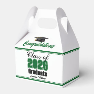 Green Class of 2026 Custom Graduation Party Favor Box