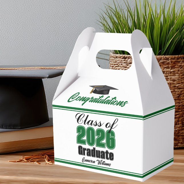 Green Class of 2026 Custom Graduation Party Favor Box (Creator Uploaded)