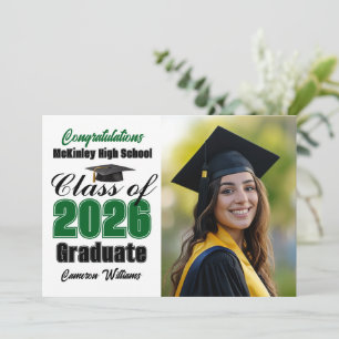 Green Class of 2026 Graduate Photo Graduation Announcement