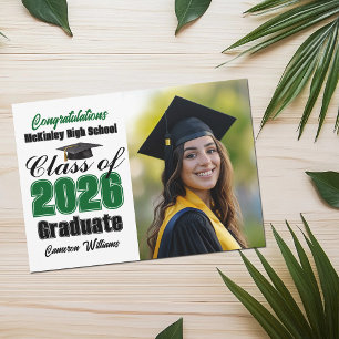Green Class of 2026 Graduate Photo Graduation Announcement
