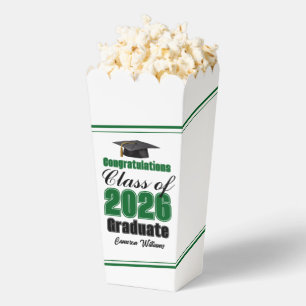 Green Class of 2026 Graduation Party Popcorn Favor Box