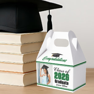 Green Class of 2026 Photo Graduation Party Favor Box