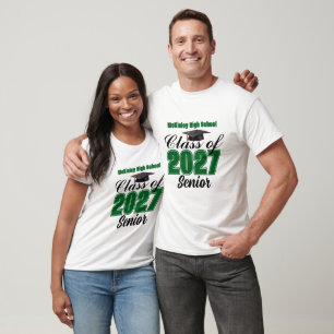 Green Class of 2027 Senior Custom High School T-Shirt