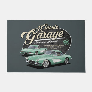 Green Classic Car Garage Doormat