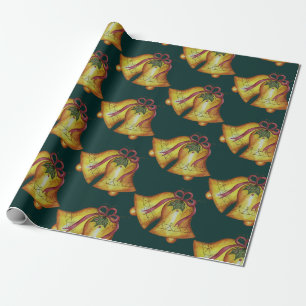 Green Classic Christmas Bells Gift Wrapping Paper