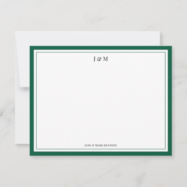 Green Classic Custom Couple Monogram  Card (Front)