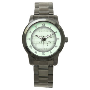 Green Classic Sheet Music Roman Numerals  Watch
