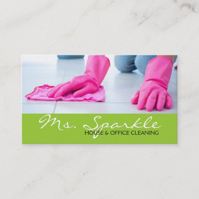 Green Clean House Home Cleaning Cleaners Business Business Card (Front)