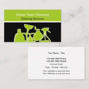 Green Cleaning Modern Unique Business Cards