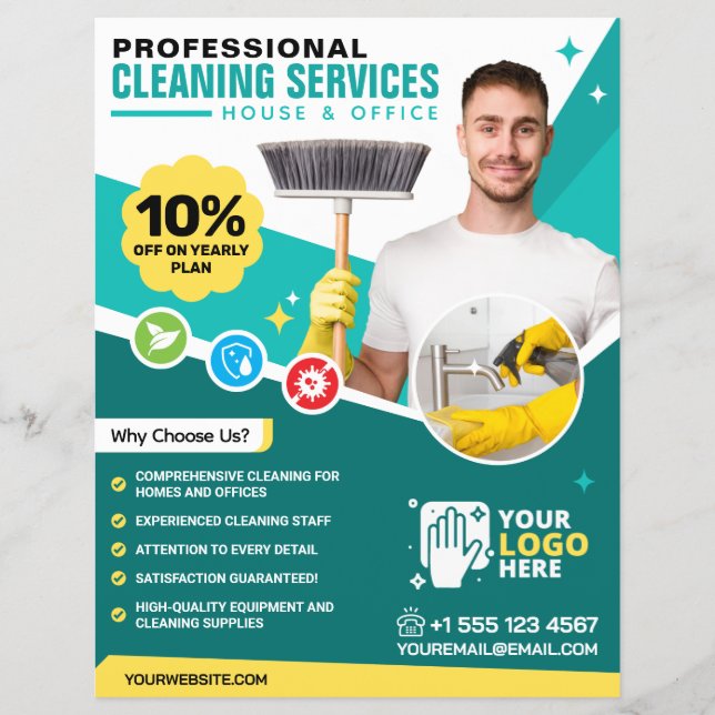 Green Cleaning Service (with Price List) Flyer (Front)
