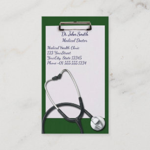 Green Clipboard with Medical Stethoscope Appointment Card