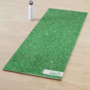 Green Close-up Glitter with Your Name Yoga Mat