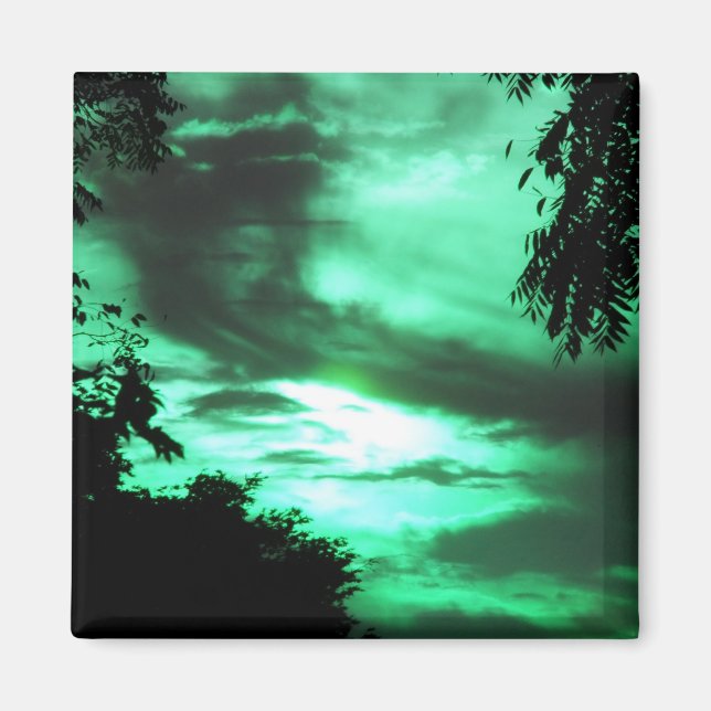 Green Clouded Sunrise Magnet (Front)