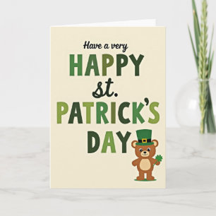 Green Clover Bear Happy Card