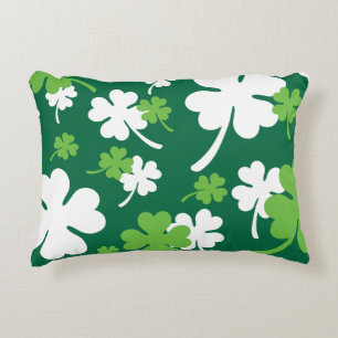Green clover four leaves. St. Patrick's Day Accent Pillow