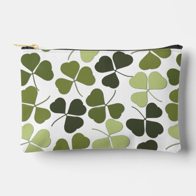Green Clover in a Variety of Shades Accessory Pouch (Front)
