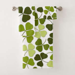 Green Clover in a Variety of Shades Bath Towel Set