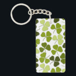 Green Clover in a Variety of Shades Keychain<br><div class="desc">Simple layout of various shades of green on clover making a pretty print on white</div>