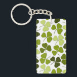 Green Clover in a Variety of Shades Keychain<br><div class="desc">Simple layout of various shades of green on clover making a pretty print on white</div>