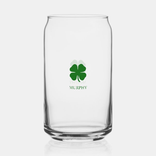 Green Clover Irish Can Glass (Front)